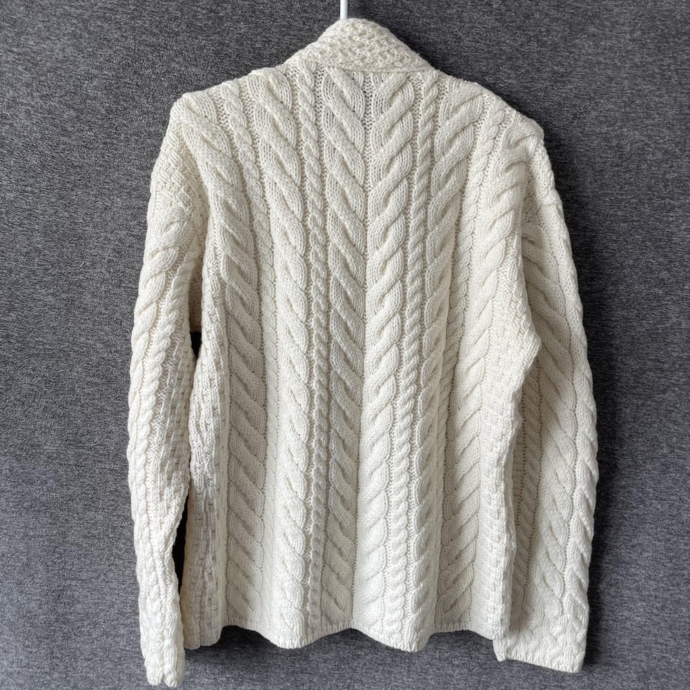 Aran Woollen Mills Sweater Womens Large White Merino Wool Turtleneck Cable - Picture 7 of 8
